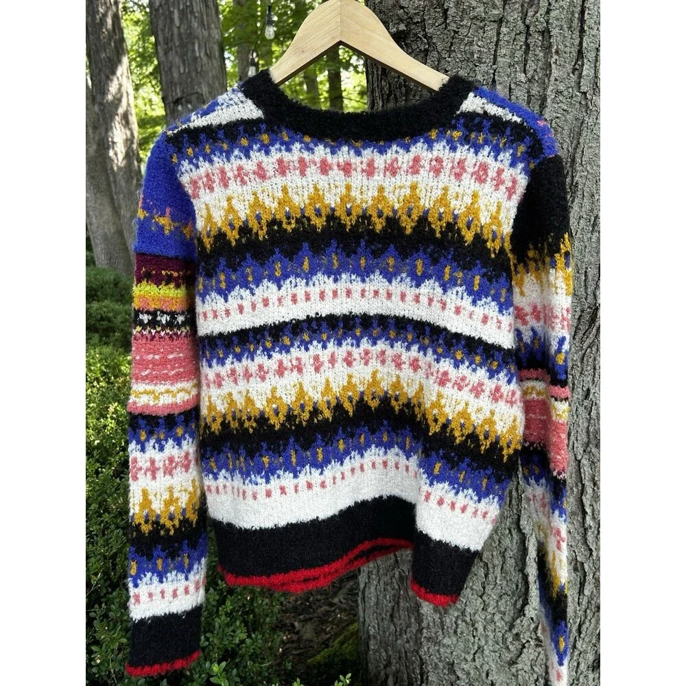 Free People Best Day Ever Alpaca Sweater Size Small Colorful Knit Long Sleeve
